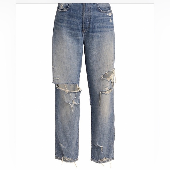 Veronica Beard Blake High-Rise DistressedStraight-Leg Jeans Clearwater size 29